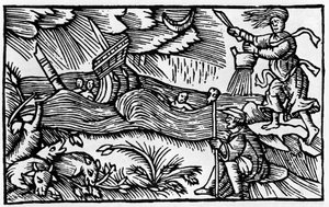 Egy boszorkány vihart kavart Olaus Magnus „Historia de gentis nortentrionalibu” című műve után, Róma 1555 alkotó: Unknown artist