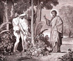 Ádám és Éva, hasonlat Louis Veuillot „Jézus Krisztus” című könyvéből, Párizsban nyomtatva alkotó: Unknown artist