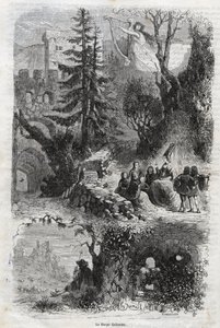 Lipari hárfa - szélhárfa - Arpa eolia - Fúvós hárfa - szél által játszott hangszer - metszet 1860-ból alkotó: Unknown artist