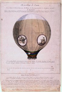 Aerostat de Lyon a Montgolfiere fivérek (Joseph és Etienne) mintájára épült, 1783 körül. 19. századi metszet. Paris, B.N. alkotó: Unknown artist