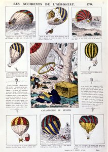 Aerostats balesetek. századi illusztrált diagram. alkotó: Unknown artist