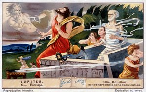 Az Aesculapus meghalt, a Jupiter robbantotta fel a halottak feltámasztását – Oxo kromolitográfiával, Liebig alkotó: Unknown artist
