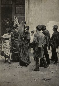 Mise után, Arnaldo Ferraguti (1862-1925) festménye, Sabbatini metszete, L