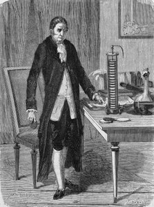Alexander (Alessandro) Volta 1799 decemberében megépítette az elektromos motort (vagy akkumulátort). A „tudomány albumában”, Editions Jouvet alkotó: Unknown artist