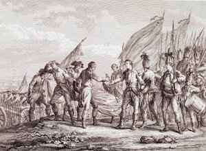 Amerikai függetlenségi háború: Burgoyne tábornok feladása Saratogában alkotó: Unknown artist