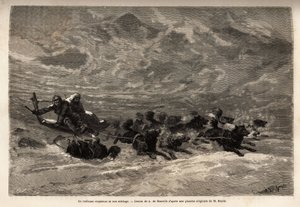 Egy eskimau szán és kutyacsapata, a leggyorsabb és legmegbízhatóbb módja a sarkvidéki utazásnak. Doctor Hayes, az Egyesült Államok haditengerészetének sebésze által 1860-1862-ben a „Le tour du alkotó: Unknown artist