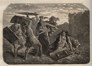 Az ókori Róma - Tarpeia büntetése - Tarpeia büntetése - metszet alkotó: Unknown artist