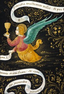 Kehelyt viselő angyal. Belbello da Pavia miniatűrje alkotó: Unknown artist