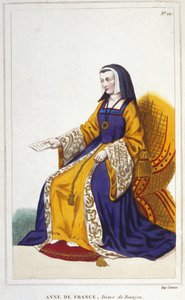 Anne de Beaujeu vagy francia Anna francia hercegnő (1460-1522). Lajos delfin idősebb lánya, a leendő XI. Lajos, férje, Pierre de Beaujeu, a királyság altábornagya segítségével uralkodott, akinek XI. őrzését bízta meg alkotó: Unknown artist