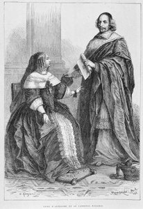 Ausztriai Anna és Jules Mazarin bíboros (1602-1661) - Grav., M. Guizot "Histoire de France a legtávolabbi időktől 1789-ig" című művében alkotó: Unknown artist