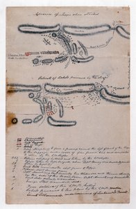 Az 1848. augusztus 29-i boomplaatsi csata jegyzetekkel ellátott vázlatos térképe (papír) alkotó: Unknown artist