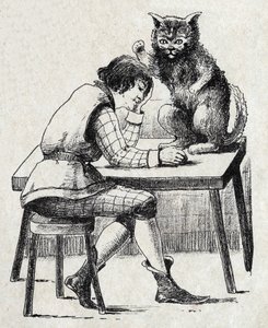 Névtelen illusztráció a „Le chat Botte”-hoz, Charles Perrault (1628-1703) francia író meséje. Képek Marcel Vagne, Jarville Nancy, dátum nélküli (19. század vége). alkotó: Unknown artist