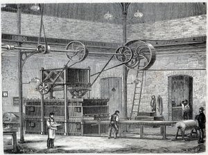 Készülék gumi száraz gőzzel történő vulkanizálására – Louis Figuier „Az ipar csodái” c. alkotó: Unknown artist