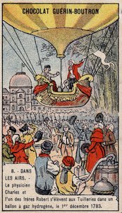 Felemelkedés Charles és Robert le Jeune francia repülős hidrogéngáz ballonjában, Párizsban, a Tuileriák kertjében. december 1 alkotó: Unknown artist