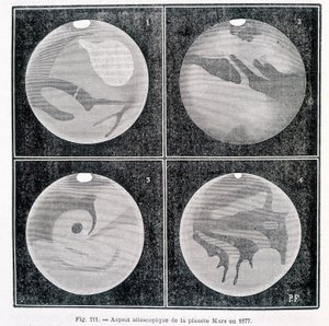 A Mars bolygó teleszkópos vonatkozásai 1877-ben – Camille Flammarion „” Popular Astronomy” című könyvében, szerk. Marpon és Flammarion alkotó: Unknown artist