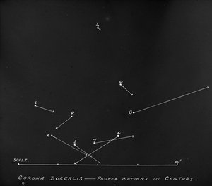 Csillagászati üveglapdiagram a Corona Borealis csillagkép csillagmozgásairól (üvegnegatív) alkotó: Unknown Artist