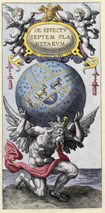 Atlasz hordozza a világot. Metszet a 17. század elejéről. alkotó: Unknown artist