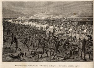 Sir Baker expedíciója megtámadja Ismailia (Egyiptom) főhadiszállását az íj- és nyílfegyverek koalíciója által. Sir Baker expedíciója puskákkal vágja vissza a támadókat. alkotó: Unknown artist