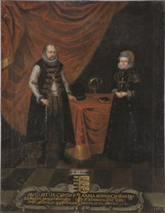 I. Auguste, electeur de Saxe et princesse Anne du Danemark – Augustus (1526-1586), Szász választófejedelem és Anne Dánia (1532-1585) portréja, Szászország választófejedelme, Anonymous . Olajfestmény. Mérete: 103x79,5 cm. Nemzeti Múzeum Stockholm alkotó: Unknown artist