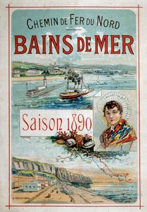 Bains de mer: Boulogne-sur-Mer, Le Treport - Az északi vasút reklámplakátja alkotó: Unknown artist