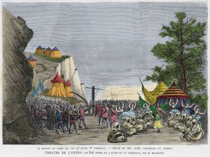 Balettjelenet a Cid katonai táborában Jules Massenet „Le Cid” című operájának illusztrációja, Pierre Corneille darabja és Guillen de Castro verse után. századi metszet alkotó: Unknown artist