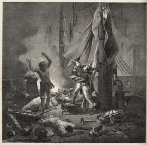 Nílusi csata - Aboukir csata - Luce és Giocante de Casabianca halála (Luc-Julien-Joseph Casabianca alkotó: Unknown artist