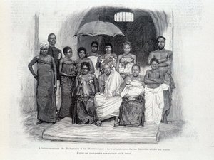 Behanzin internálása Martinique-on: a király családjával és lakosztályával körülvéve alkotó: Unknown artist