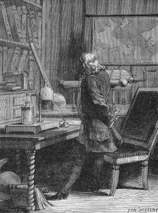 Benjamin Franklin a philadelphiai fizikai laborjában. A „tudomány albumában”, Editions Jouvet alkotó: Unknown artist