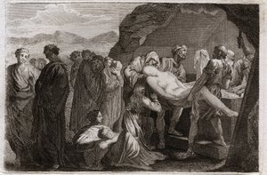 Royaumont bibliája, Ószövetség: Sara halála. Sara (Sarah) meghal. Ábrahám, hogy eltemesse, vett egy sírt Geth városából. Illusztráció 1811-ből. alkotó: Unknown artist