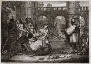 Royaumont Biblia, Ószövetség: Jeremiás próféta. A szent próféta és a gödör. Illusztráció 1811-ből. alkotó: Unknown artist