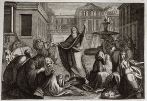 Royaumont Biblia, Ószövetség: A niniviták bűnbánata. Ninive lakói minden bűnbánatot követnek el Szent Jónás próféta igére. Illusztráció 1811-ből. alkotó: Unknown artist