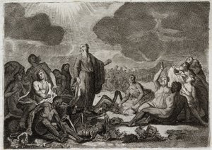 Royaumont Biblia, Ószövetség: Ezékiel második látomása. Az a látomás, hogy Ezechiel prófétának több csontja volt, minden desszert emberi alakot öltött. Illusztráció 1811-ből. alkotó: Unknown artist