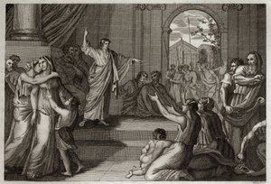 Royaumont Biblia, Ószövetség: Susanne delivree. Isten az ifjú Daniel bölcsességét használja fel, hogy megszabadítsa Susanne-t a haláltól, amelyre igazságtalanul ítélték el. Illusztráció 1811-ből. alkotó: Unknown artist