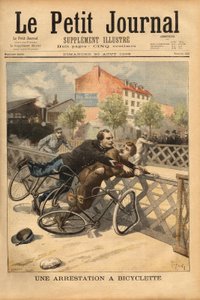 Kerékpár-letartóztatás Champigny közelében. Metszet a „” Le petit Journal”-ban 1896.08.30. Selva gyűjteménye. alkotó: Unknown artist