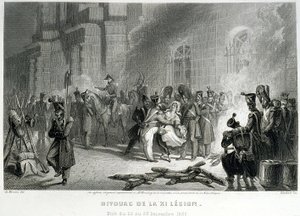 A XI. Légió bivakja – 1830. december 22-ről 23-ra virradó éjszaka – „” Fasttes de Gardes Nationales de France”-ban” alkotó: Unknown artist