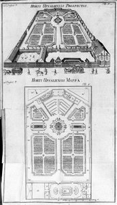 Botanikus Kert - HORTI UPSALIENSIS leendő és terve. alkotó: Unknown artist