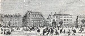 Boulevard des Italians a Café de Paris, a rue Taitbout, a house doree, a rue Lafitte, a Cafe Riche és a rue Lepelletier – Edmond Texier metszet a „Tableau-de-Paris”-ban 1852 alkotó: Unknown artist