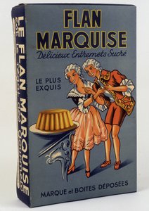 "" Flan Marquise: Ízletes, édes főételek" termék doboza, n.d. 19. század alkotó: Unknown artist