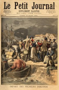Breton tengerészek tavasszal elhagyják Paimpolt, hogy tőkehalat keressenek Izland vagy Új-Fundland (Newfoundland) partjainál. Metszet a „” Le petit journal”-ban 1894.03.19. Selva gyűjteménye. alkotó: Unknown artist