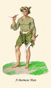 Burmai férfi késsel vagy Dha-val alkotó: Unknown Artist