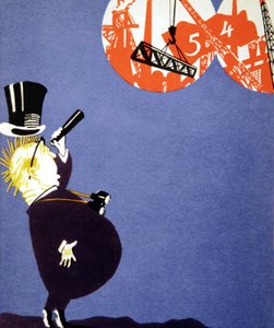 A kapitalista ember megijedt a szovjet gazdaság fejlődésétől, képeslap alkotó: Unknown Artist