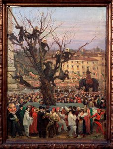 Karneváli jelenet Róma utcáin Anonymous festmény. 19. századi Róma, Museo del Folklore alkotó: Unknown artist