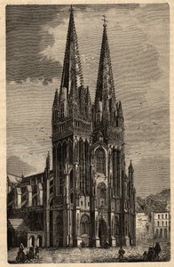 Quimper Saint Corentin székesegyháza - Cathedrale Saint-Corentin de Quimper - metszet "" PATRIE" - PECTUREQUIREQUE FRANCIAORSZÁG LEÍRÁSA 6 KÖTETÉSBEN LUCIEN HUARD - 19. század vége alkotó: Unknown artist