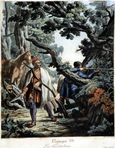 Csecsenek lesből egy kaukázusi erdőben, deb. 19. század alkotó: Unknown artist