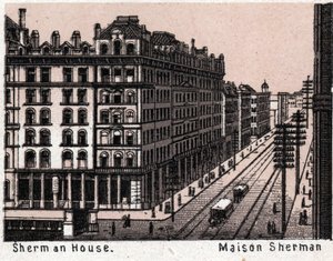 Chicago, Egyesült Államok: kilátás a Sherman-házra. in "" A világ 168 nézetet szemléltet"" Keltezés nélküli (19. század vége) alkotó: Unknown artist