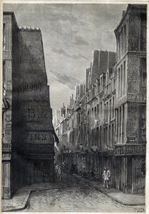 Kolerajárvány Párizsban - Epidemia de Cholera Párizsban - rue sainte Marguerite - metszet a „Le Journal illustrious” 1884-ben alkotó: Unknown artist