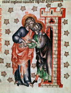 Krisztus-búcsú (Jézus Krisztus és József búcsúja) „Cunegonde apátnő szenvedélyében” festett miniatűr alkotó: Unknown artist