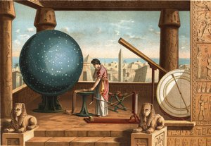 Claude Ptolemaiosz (kb. 100 - kb. 170), görög tudós és csillagász, az Alexandriai Obszervatóriumban (Egyiptom). Barcelona 1877. alkotó: Unknown artist