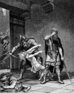 Clotaire (Clothaire) I (v.497-561) és Childebert I, a frank királyok meggyilkolták testvérük, Clodomir (495-524) két fiát. alkotó: Unknown artist