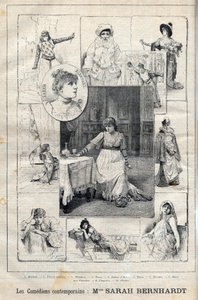 Sarah Bernhardt komikus (1844-1923) a Macbethben – Pierrot bérgyilkos – Theodora – Tosca – Joan of Arc – Tosca – Hernam – Kaméliák hölgye – Kleopátra – Phedron – metszet az 1895-ös „Az illusztris haladás” c. alkotó: Unknown artist